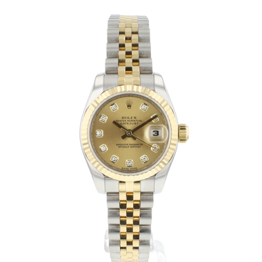 Rolex - Lady-Datejust 26 Jubilee Fluted Steel Gold Champagne Diamond Dial