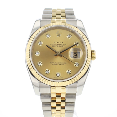 Rolex - Datejust 36 Steel Gold Jubilee Fluted Champagne Diamond Dial