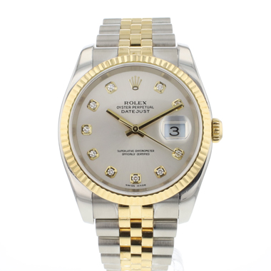 Rolex - Datejust 36 Steel Gold Jubilee Fluted Silver Diamond Dial