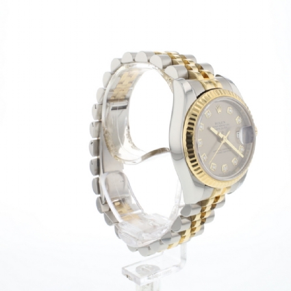 Lady-Datejust 26 Jubilee Fluted Steel Gold Grey Diamond Dial