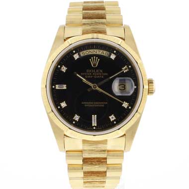 Rolex - Day-Date 36 Yellow Gold Bark Finish Diamonds