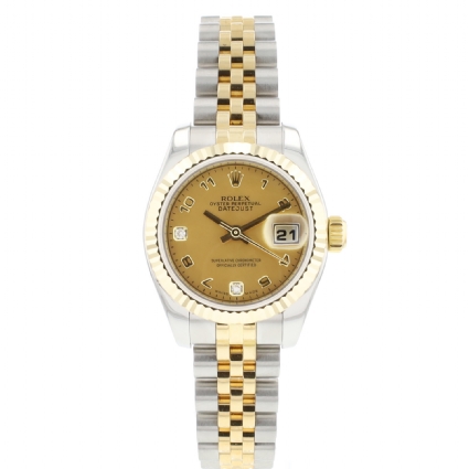 Lady-Datejust 26 Jubilee Fluted Steel/Gold Arabic Gold Dust Diamond Dial