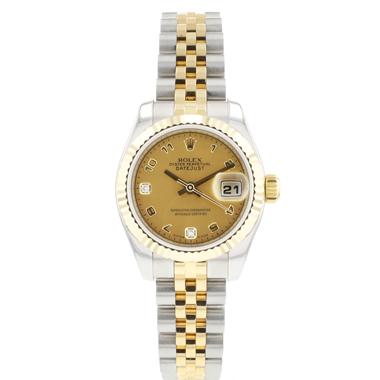 Rolex - Lady-Datejust 26 Jubilee Fluted Steel/Gold Arabic Gold Dust Diamond Dial