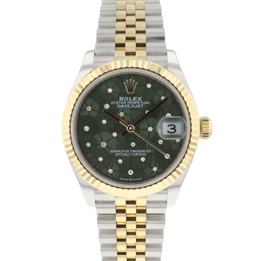 Rolex - Datejust 31 Steel Gold Jubilee Fluted Green Diamond Flower Dial
