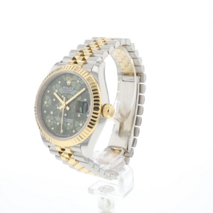 Datejust 31 Steel Gold Jubilee Fluted Green Diamond Flower Dial