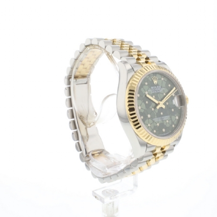 Datejust 31 Steel Gold Jubilee Fluted Green Diamond Flower Dial
