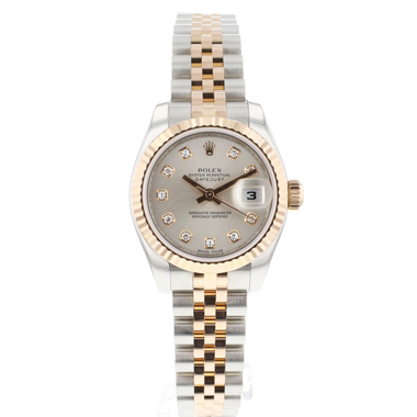 Rolex - Datejust Lady 26 Steel Everose Gold Jubilee Fluted Silver Diamond Dial