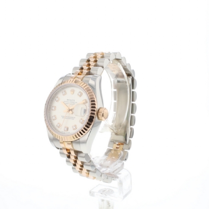 Datejust Lady 26 Steel Everose Gold Jubilee Fluted Silver Diamond Dial