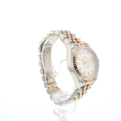 Datejust Lady 26 Steel Everose Gold Jubilee Fluted Silver Diamond Dial