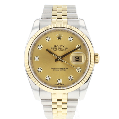 Rolex - Datejust 36 Steel Gold Jubilee Fluted Champagne Diamond Dial