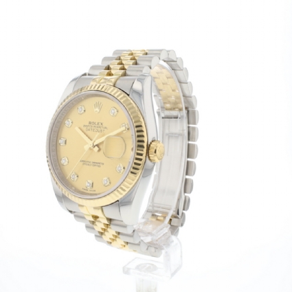 Datejust 36 Steel Gold Jubilee Fluted Champagne Diamond Dial