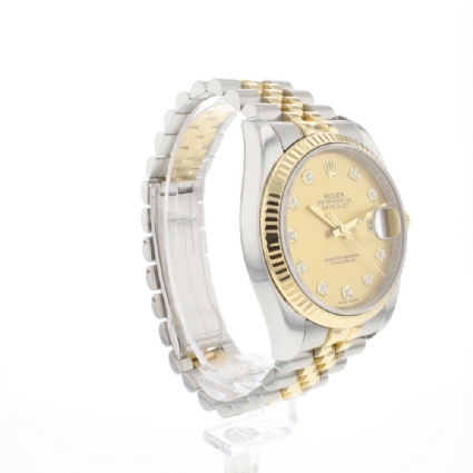 Datejust 36 Steel Gold Jubilee Fluted Champagne Diamond Dial