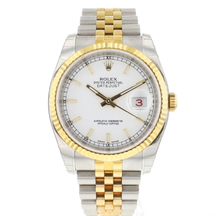 Datejust 36 Steel Gold Jubilee Fluted White Dial NEW