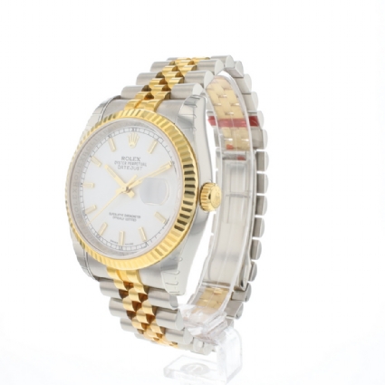 Datejust 36 Steel Gold Jubilee Fluted White Dial NEW