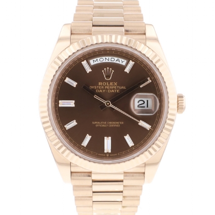 Day-Date 40mm Everose Gold Chocolate Baguette Diamond Dial