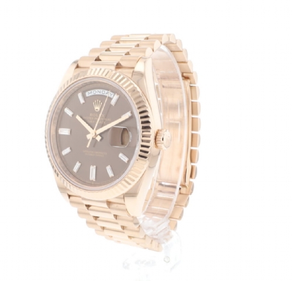 Day-Date 40mm Everose Gold Chocolate Baguette Diamond Dial