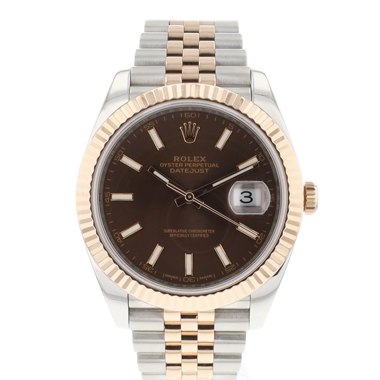 Rolex - Datejust 41 Oyster Fluted Steel / Everosegold Choco Dial