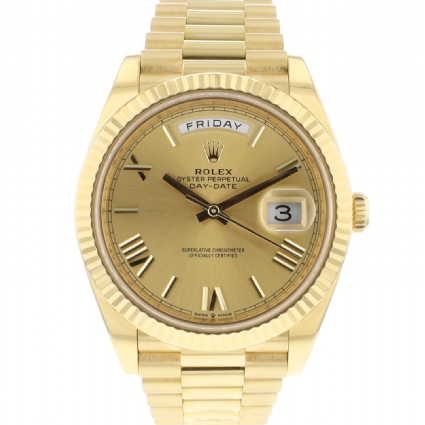 Day-Date 40 Yellow Gold Champagne Roman Dial