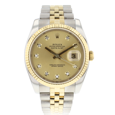 Rolex - Datejust 36 Steel/Gold Champagne Diamond Dial
