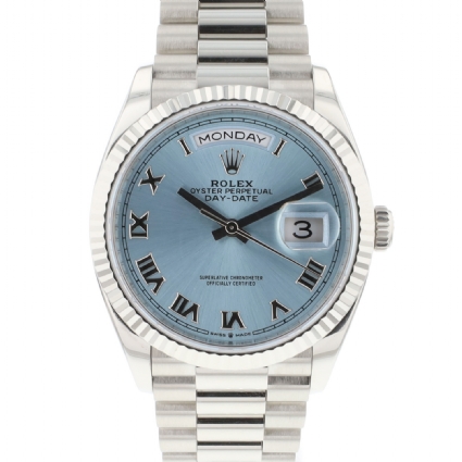 Day-Date 36 Platina Ice-Blue Roman Dial
