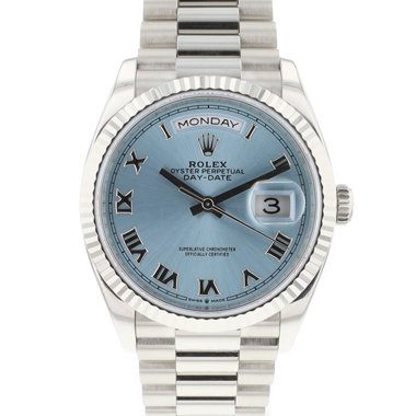 Rolex - Day-Date 36 Platina Ice-Blue Roman Dial