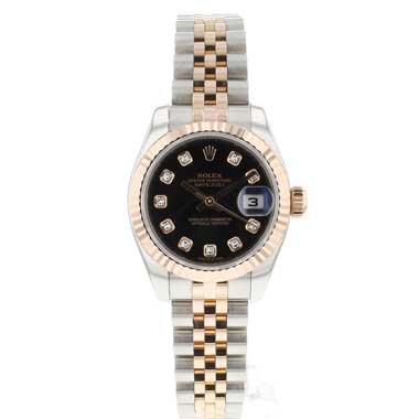 Rolex - Lady-Datejust 26 Steel/Everose Jubilee Black Dial