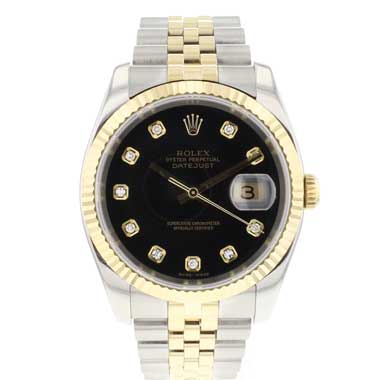 Rolex - Datejust 36 Steel/Gold Champagne Black Dial