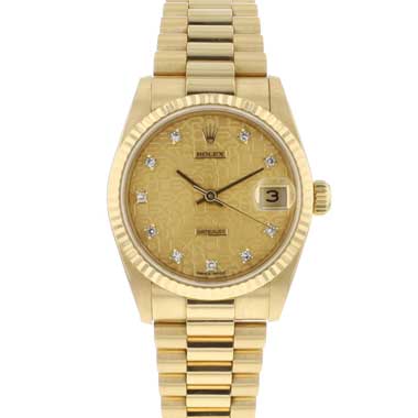Rolex - Datejust 31 Yellow Gold Logo Diamond Dial