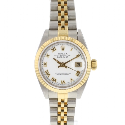 Datejust 26 Steel Gold Jubilee Fluted White Roman Dial