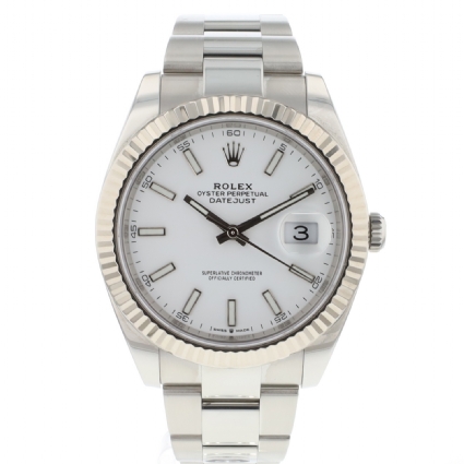 Datejust 41 Fluted Oyster White Dial