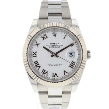Datejust 41 Fluted Oyster White Roman Dial