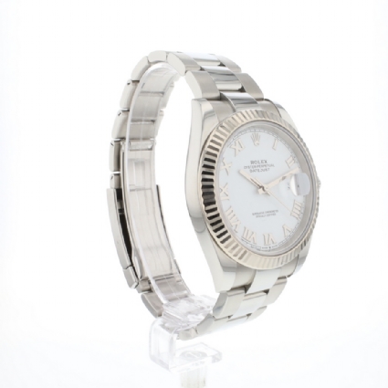 Datejust 41 Fluted Oyster White Roman Dial