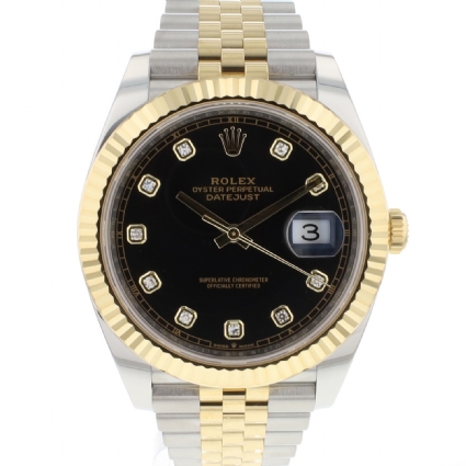 Datejust 41 Steel Gold Jubilee Fluted Black Diamond Dial