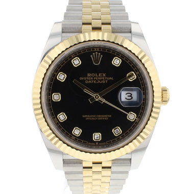Rolex - Datejust 41 Steel Gold Jubilee Fluted Black Diamond Dial