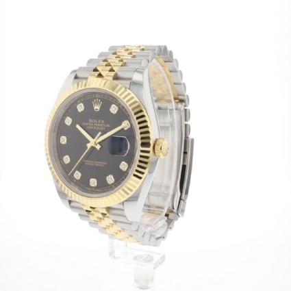 Datejust 41 Steel Gold Jubilee Fluted Black Diamond Dial