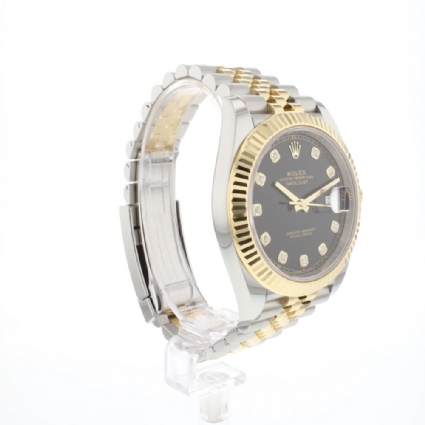 Datejust 41 Steel Gold Jubilee Fluted Black Diamond Dial