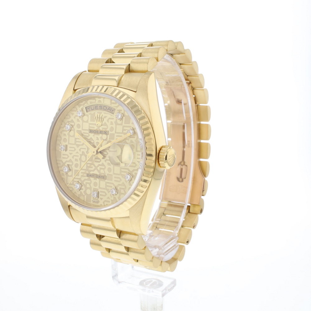 Day-Date 36 Yellow Gold Champagne Logo Diamond Dial