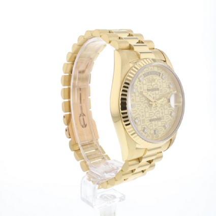 Day-Date 36 Yellow Gold Champagne Logo Diamond Dial