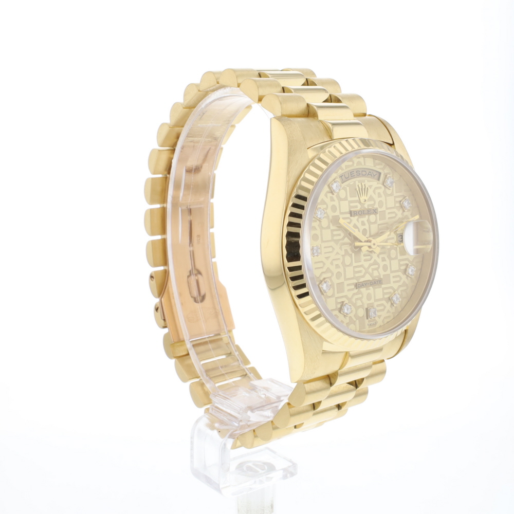 Day-Date 36 Yellow Gold Champagne Logo Diamond Dial