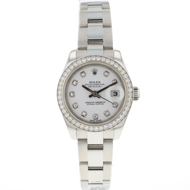 Rolex - Lady-Datejust 26 Diamond Bezel White Diamond Dial