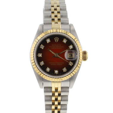 Rolex - Lady-Datejust 26 Steel/Gold Red Vignette Diamond Dial