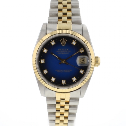 Datejust 31 Steel Gold Jubilee Fluted Blue Diamond Vignette Dial