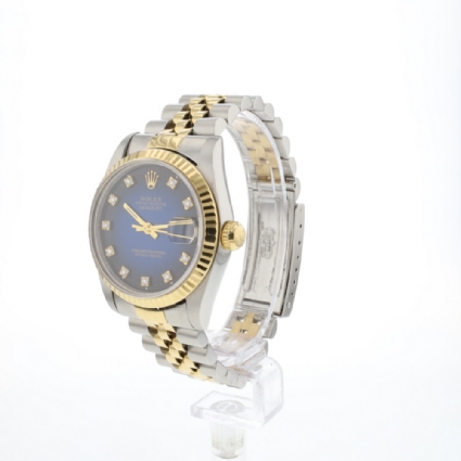 Datejust 31 Steel Gold Jubilee Fluted Blue Diamond Vignette Dial