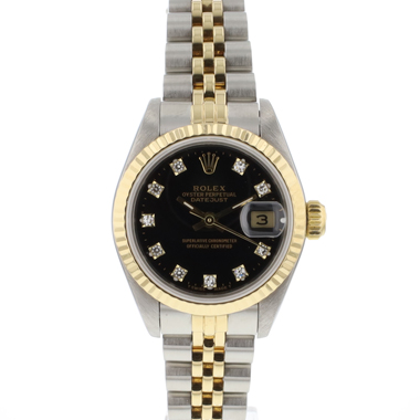 Rolex - Lady-Datejust 26 Steel/Gold Jubilee Black Diamond Dial