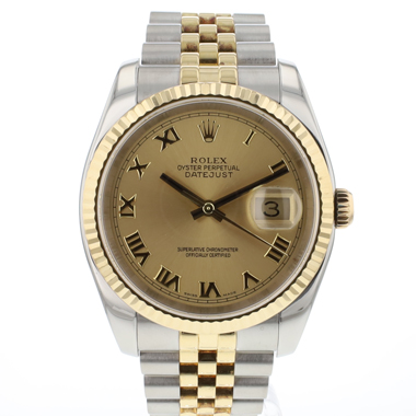 Rolex - Datejust 36 Steel/Gold Champagne Roman Dial