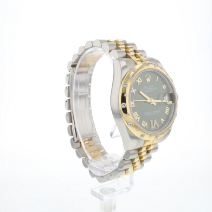 Datejust 31 Gold Steel Diamonds Green Roman Dial