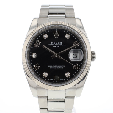 Rolex - Date 34 Oyster Diamond Arabic Black Dial