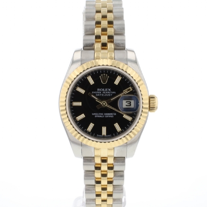 Lady-Datejust 26 Jubilee Steel/Gold Black Dial