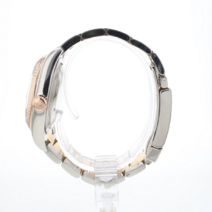 Datejust 36 Steel / Everose Oyster Fluted Black Roman Sunburst Dial