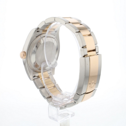 Datejust 36 Steel / Everose Oyster Fluted Black Roman Sunburst Dial